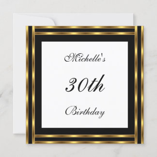 Invitación Blanco Dorado Negro