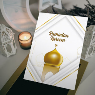 Invitación Blanco elegante   Domo de oro   Marco   Islámico