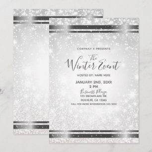 Invitación Blanco Elegante Evento de Invierno Maravilloso con