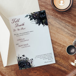 Invitación Blanco floral gótico oscuro hasta Boda de muerte