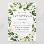 Invitación Blanco Floral Verde Wreath Bat Moderno Mitzvah<br><div class="desc">Invitación a Mitzvah de la Blanca Floral Green Wreath Modern Bat

Vea la colección coincidente en Nicho y Nest Store

También tenemos muchas otras Invitaciones y colecciones.</div>