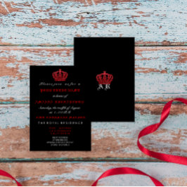 Invitación Blanco gótico, Purpurina de la Corona Roja Negra