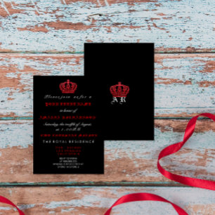 Invitación Blanco gótico, Purpurina de la Corona Roja Negra
