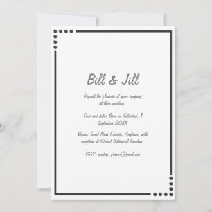 Invitación Blanco minimalista con Boda de borde con puntos ne