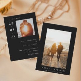 Invitación Blanco Minimalista simple foto negro Guardar la fe