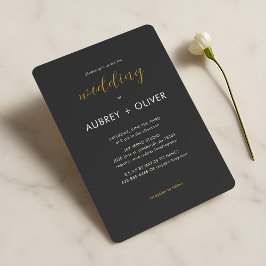 Invitación Blanco minimalista sobre el Boda de la tipografía