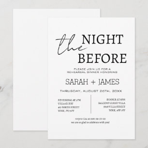 Invitación Blanco mínimo la noche anterior a la cena del ensa