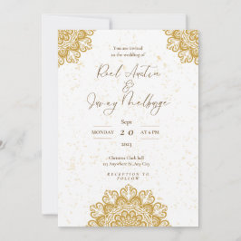 Invitación Blanco Moderno Dorado