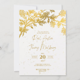 Invitación Blanco Moderno Dorado