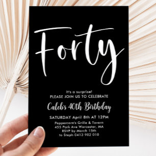 Invitación Blanco negro 40 años hombres modernos