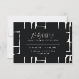 Invitación Blanco negro abstracto moderno boda simple R.S.V.P