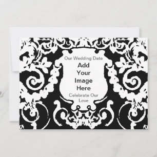 Invitación Blanco Negro Añadir imagen El Zazzle MU