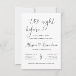 Invitación Blanco Negro Bienvenidos a la Noche Antes