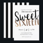 Invitación Blanco Negro Bronce Moderno Dulces 16 DIECISÉIS Fi<br><div class="desc">Personaliza para tu evento.</div>