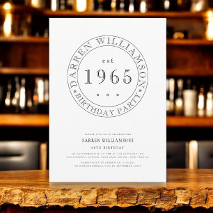 Invitación blanco negro completamente personalizado 60 años
