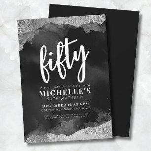 Invitación Blanco Negro Cumpleaños 50