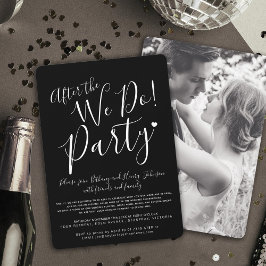 Invitación Blanco negro después del boda tras fiesta