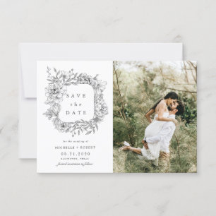 Invitación blanco negro elegante floral dos Foto Guardar la f