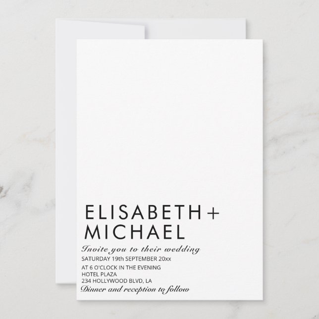 Invitación Blanco negro elegante y minimalista simple (Anverso)