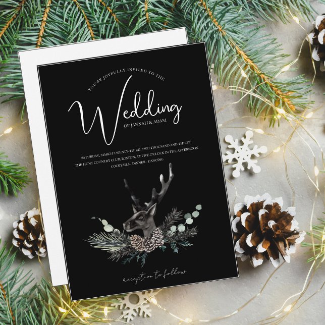 Invitación Blanco negro gótico Querido Boda Navidades (Subido por el creador)