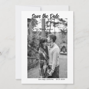 Invitación blanco negro guardar la fecha QR añadir foto de no