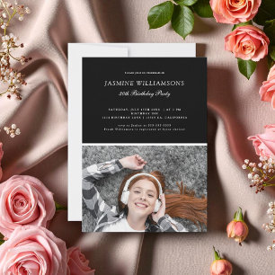 Invitación Blanco negro Minimalista de cualquier edad Foto de