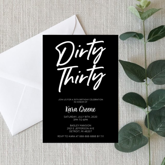 Invitación Blanco Negro Mínimo Sucio Treinta y Treinta Años (Subido por el creador)