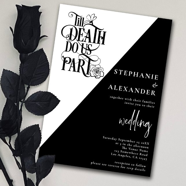 Invitación Blanco negro moderno hasta la muerte nos hace Boda (Subido por el creador)