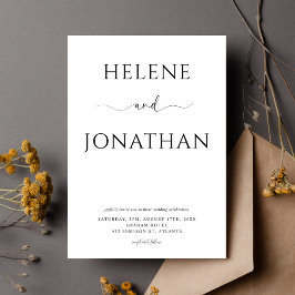 Invitación Blanco Negro Moderno Minimalista Elegante Boda