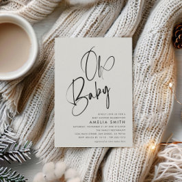 Invitación Blanco negro moderno minimalista Oh bebé