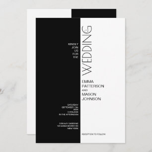 Invitación Blanco negro moderno Simétrico