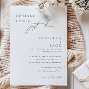 Invitación Blanco negro Nada de fantasía solo amar al Boda