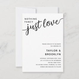Invitación Blanco Negro Nada Fancy Just Love Boda