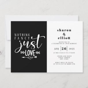Invitación Blanco Negro Nada Fancy Just Love Boda
