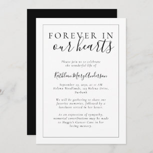 Invitación Blanco negro para siempre en nuestros corazones   