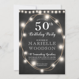 Invitación Blanco negro personalizado de 50 años