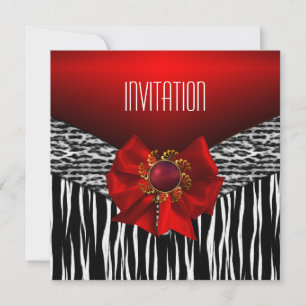Invitación blanco negro rojo salvaje