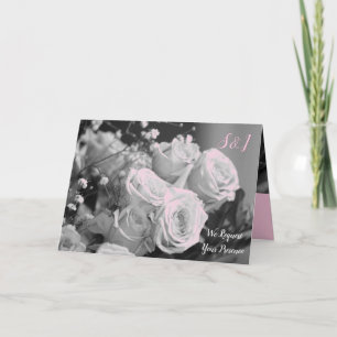 Invitación Blanco negro rosa y Boda gris