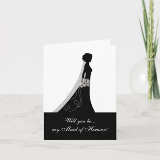 Invitación Blanco negro, ¿serás mi empleada de honor?