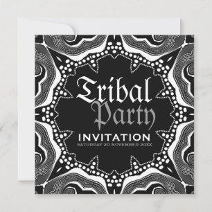 Invitación Blanco Negro Tribal Medieval Gótico Fiesta