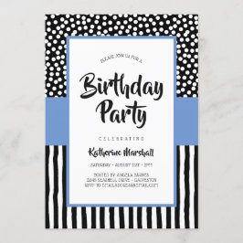 Invitación Blanco negro y violento vetusto cumpleaños