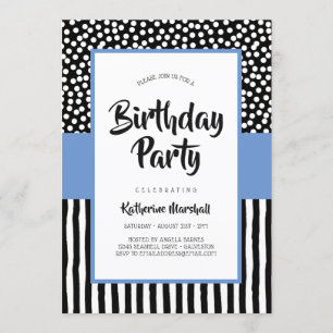 Invitación Blanco negro y violento vetusto cumpleaños