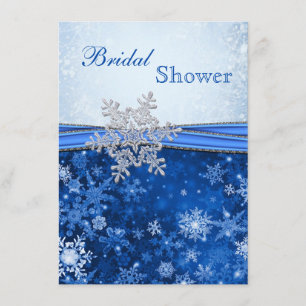 Invitación Blanco, plata, ducha nupcial de los copos de nieve