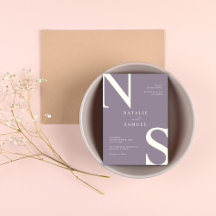 Blanco Púrpura Minimalista Elegante Negrita Boda d