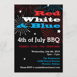Invitación Blanco Rojo y Azul 4 de julio