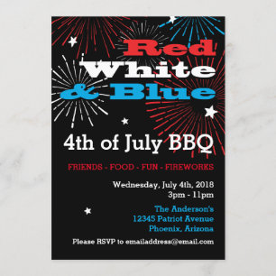 Invitación Blanco Rojo y Azul 4 de julio
