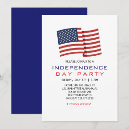 Invitación Blanco Rojo y Azul 4 de julio Día de la Independen