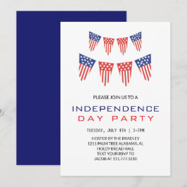 Invitación Blanco Rojo y Azul 4 de julio Día de la Independen