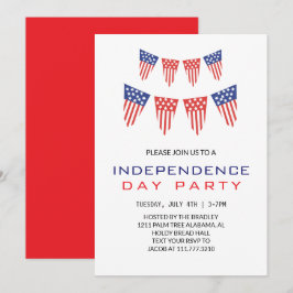 Invitación Blanco Rojo y Azul 4 de julio Día de la Independen