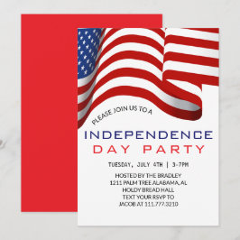 Invitación Blanco Rojo y Azul 4 de julio Día de la Independen